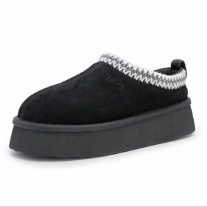 Black Platform Slip-On Shoes